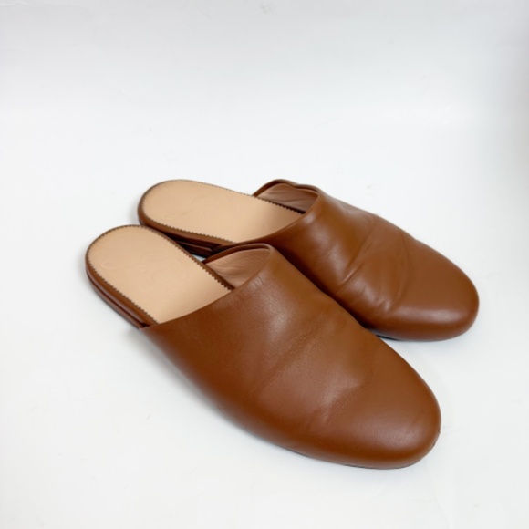 J. Crew Brown Leather Slip On Mules Size 7 - Picture 1 of 8